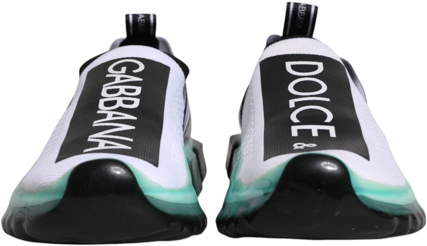Dolce & Gabbana White Blue Sorrento Slip On Sneakers Shoes