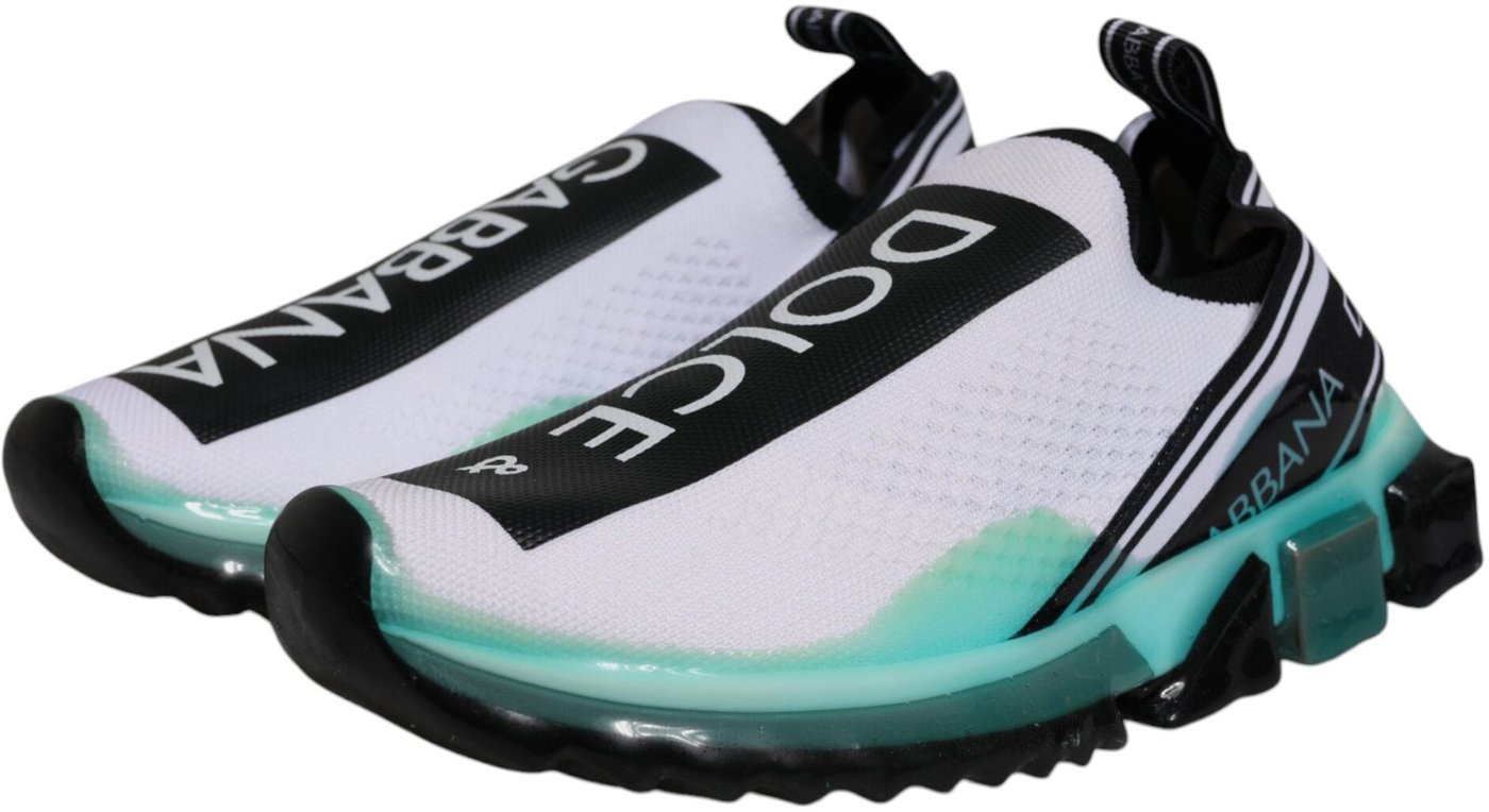 Dolce & Gabbana White Blue Sorrento Slip On Sneakers Shoes
