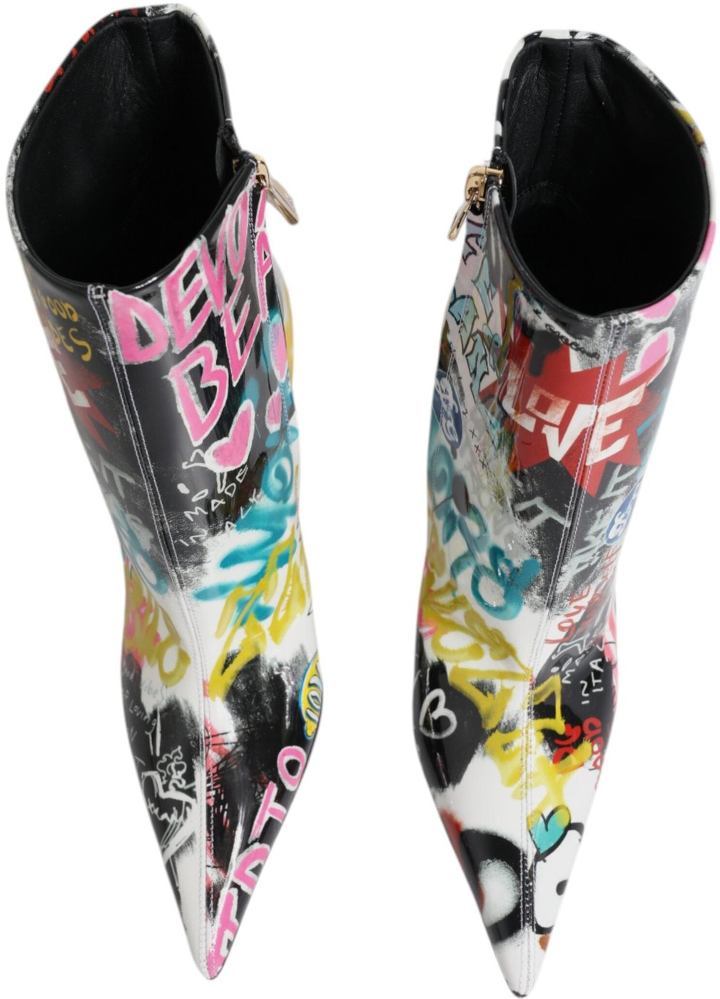 Dolce & Gabbana Multicolor Graffiti Keira Mid Calf Boots Shoes
