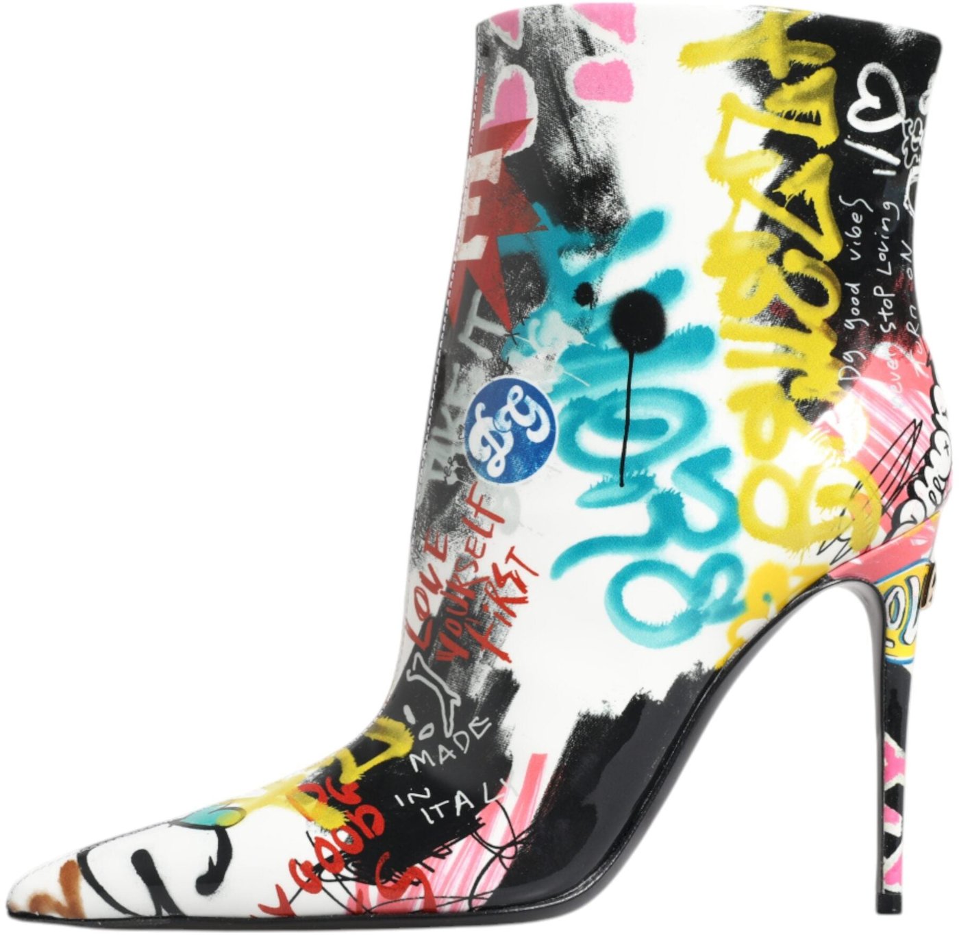 Dolce & Gabbana Multicolor Graffiti Keira Mid Calf Boots Shoes
