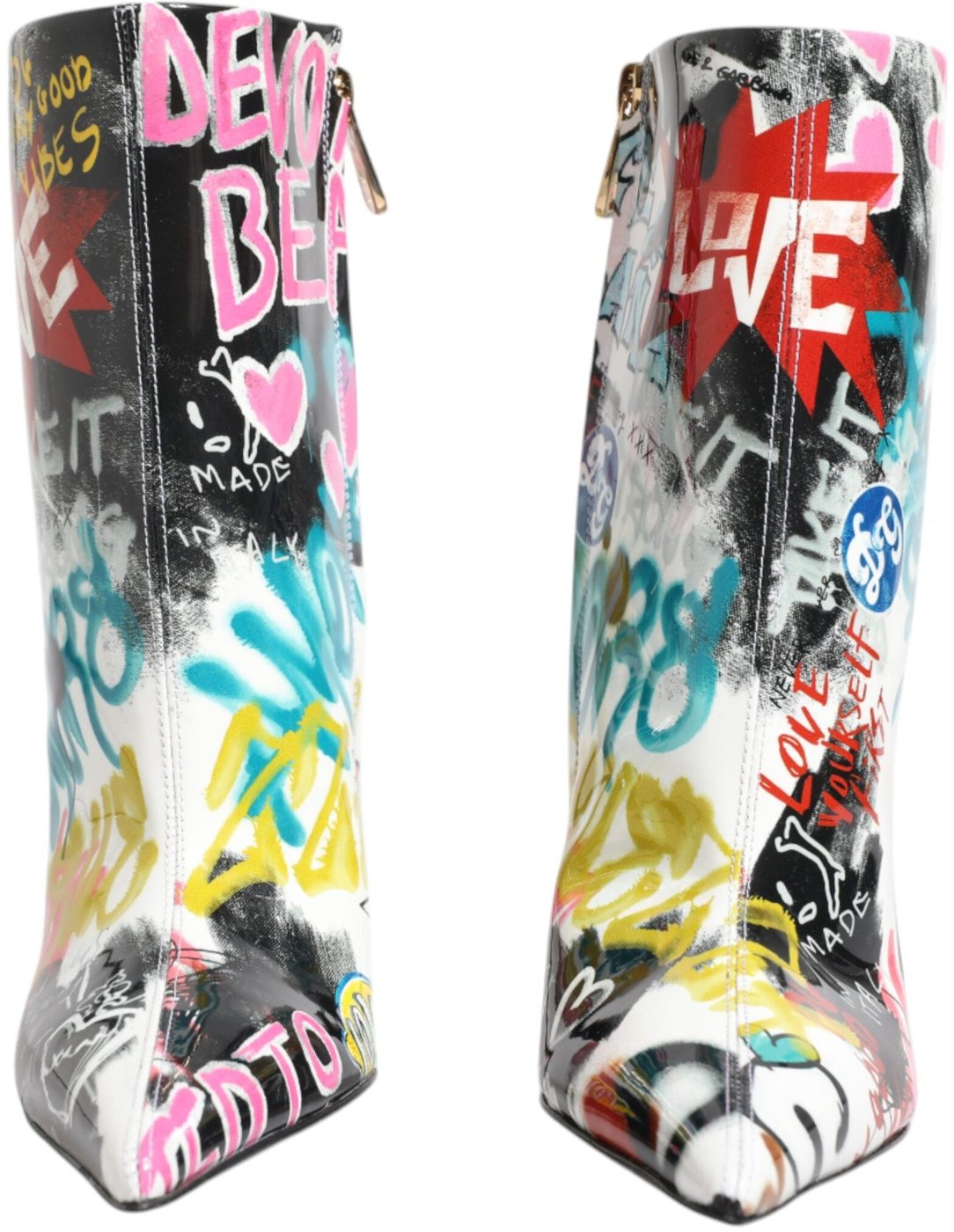 Dolce & Gabbana Multicolor Graffiti Keira Mid Calf Boots Shoes