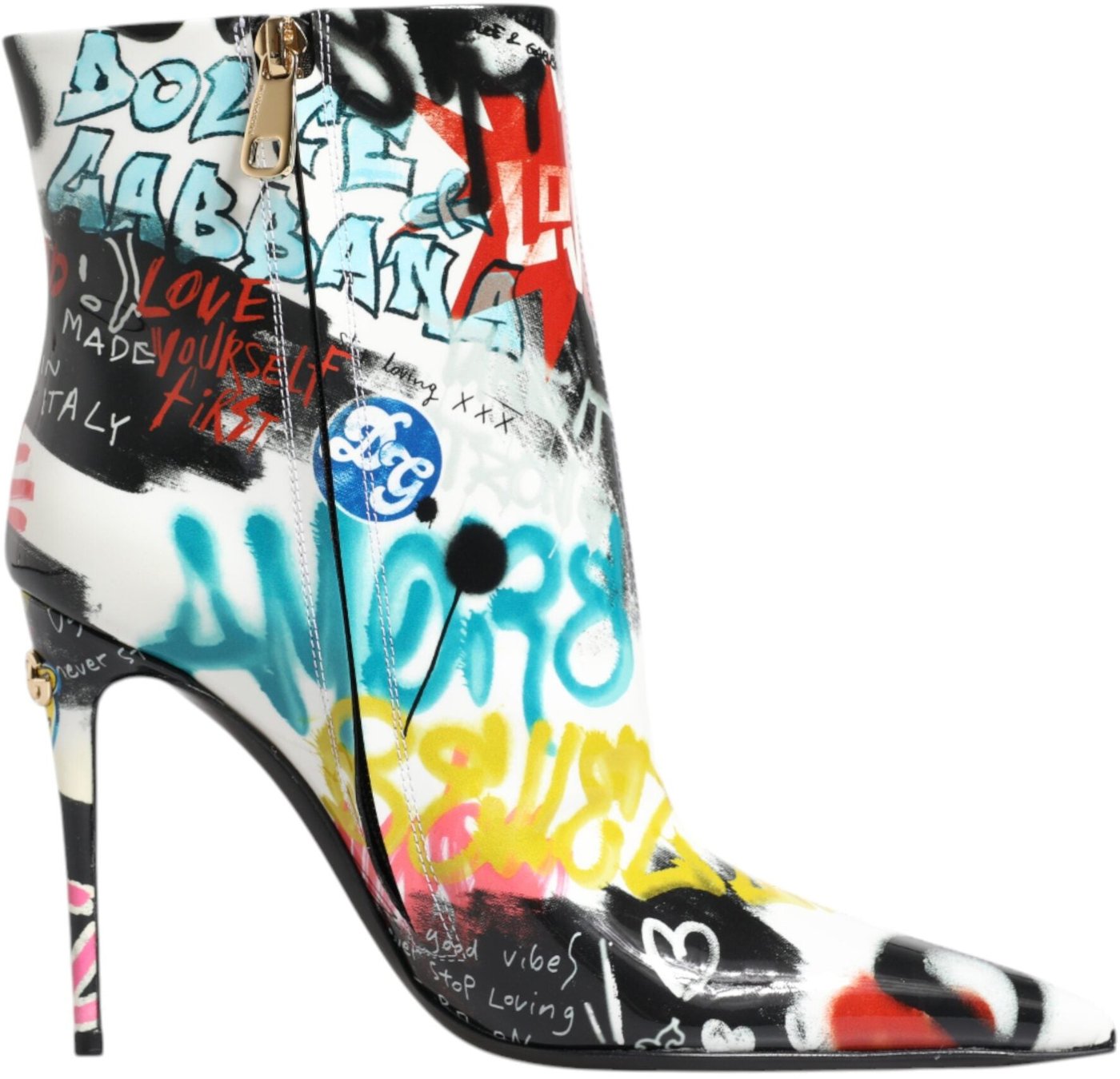 Dolce & Gabbana Multicolor Graffiti Keira Mid Calf Boots Shoes