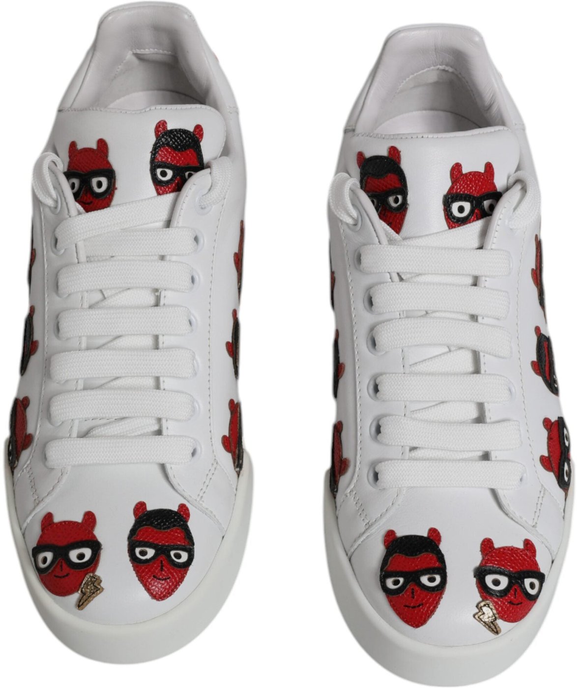 Dolce & Gabbana White Devil Face Portofino Sneakers Shoes