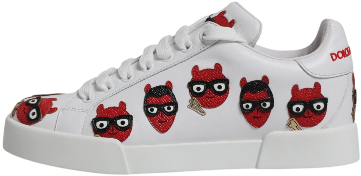 Dolce & Gabbana White Devil Face Portofino Sneakers Shoes