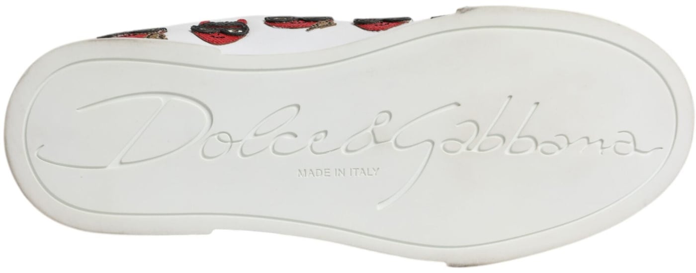 Dolce & Gabbana White Devil Face Portofino Sneakers Shoes