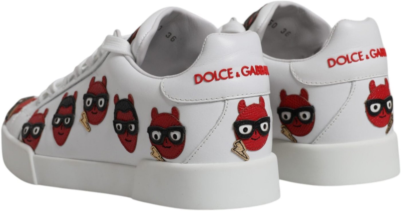 Dolce & Gabbana White Devil Face Portofino Sneakers Shoes