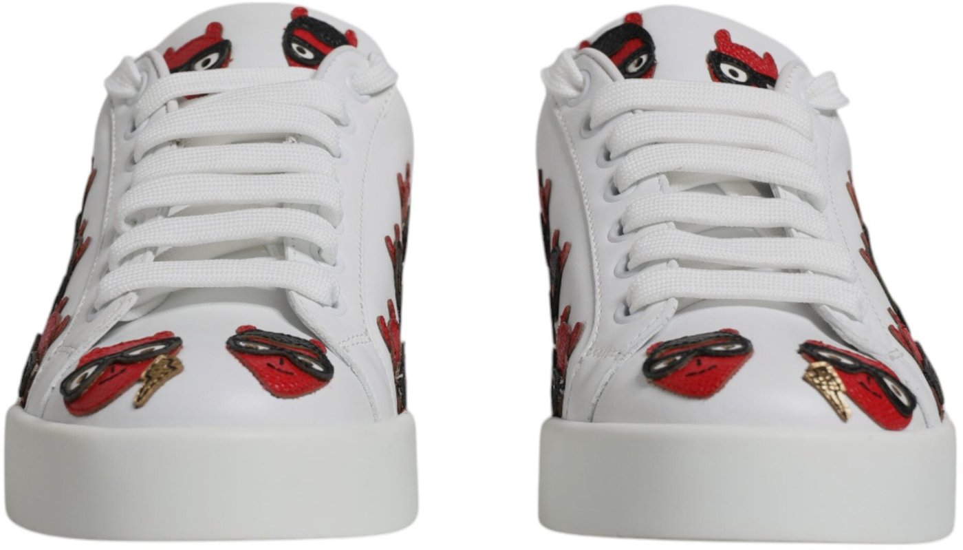 Dolce & Gabbana White Devil Face Portofino Sneakers Shoes
