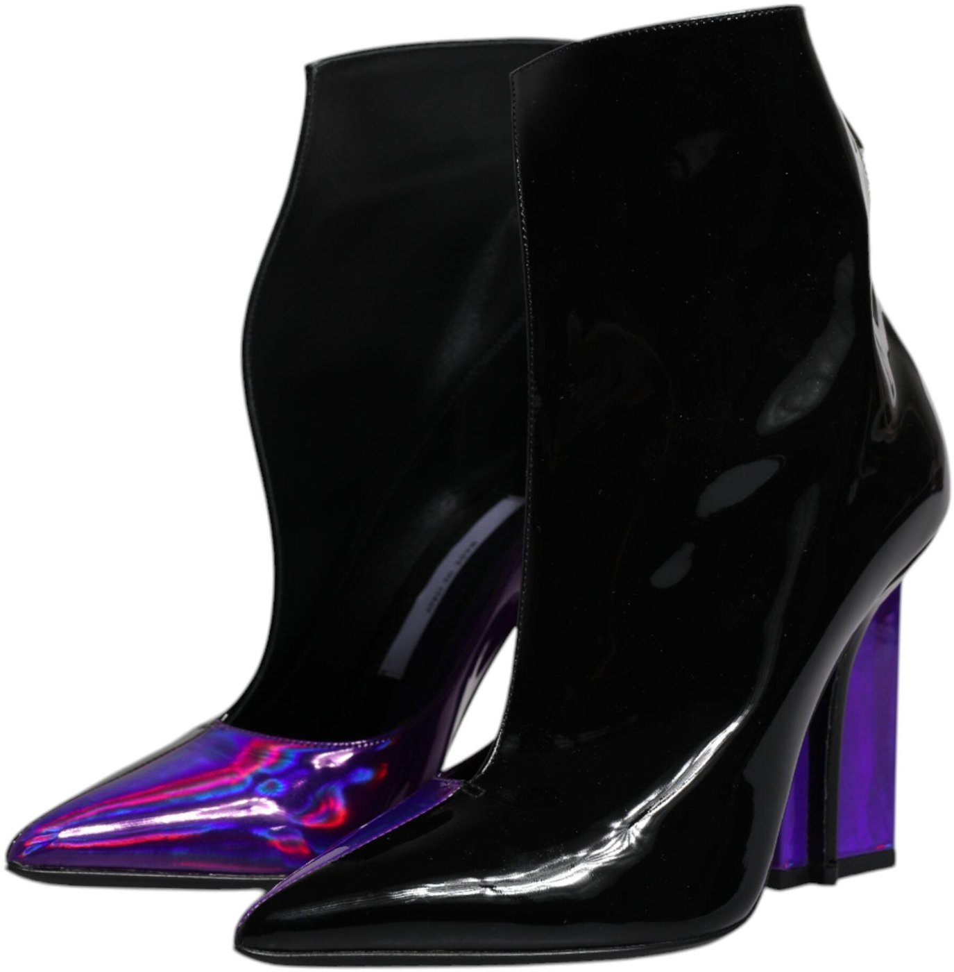 Dolce & Gabbana Purple Black Pointed Ankle Boots Shoes