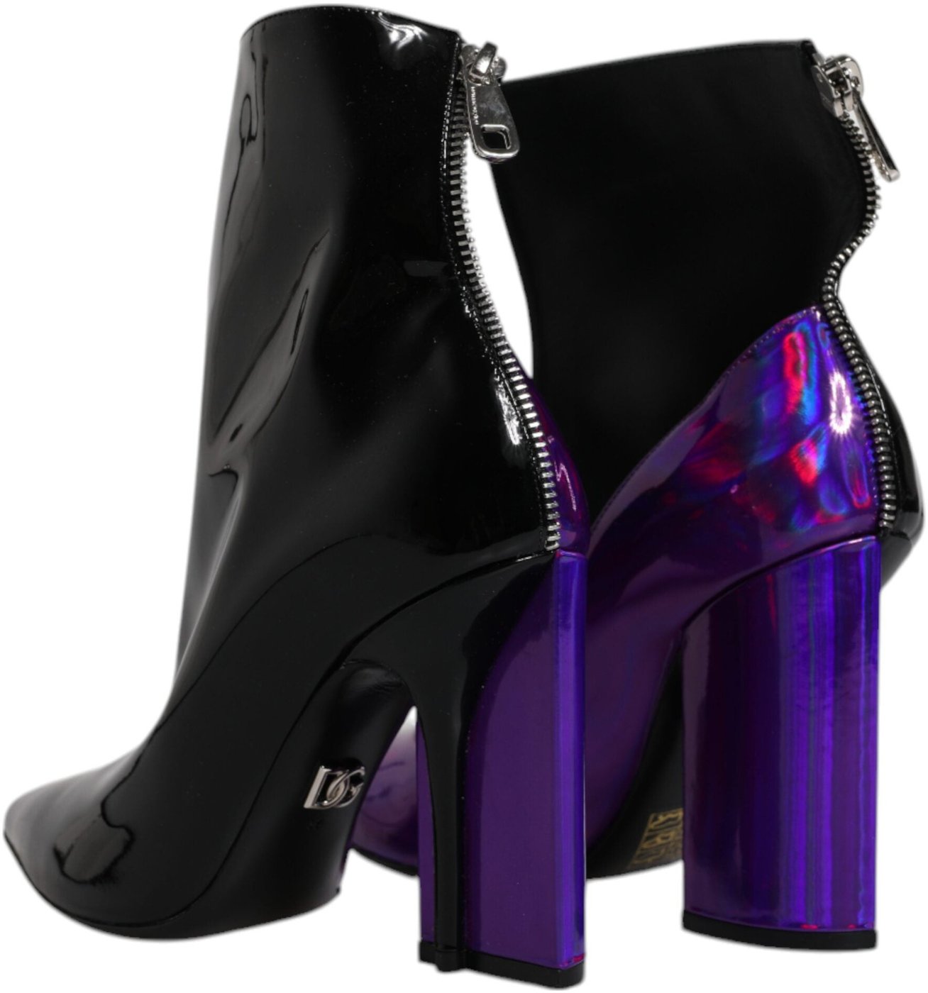 Dolce & Gabbana Purple Black Pointed Ankle Boots Shoes
