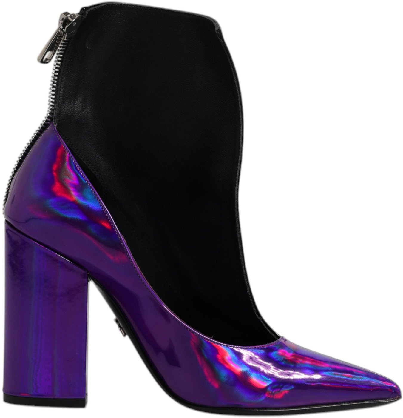 Dolce & Gabbana Purple Black Pointed Ankle Boots Shoes