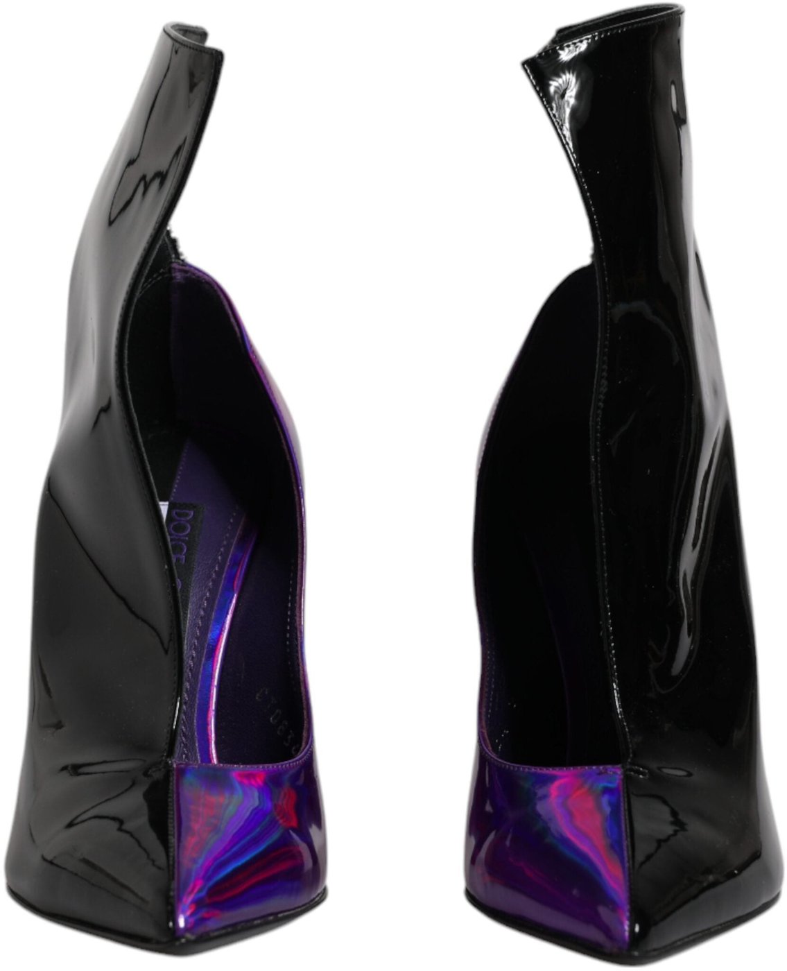 Dolce & Gabbana Purple Black Pointed Ankle Boots Shoes