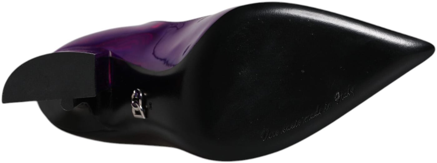 Dolce & Gabbana Purple Black Pointed Ankle Boots Shoes