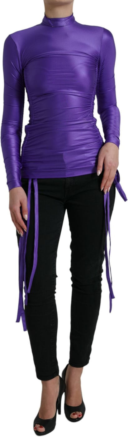 Dolce & Gabbana Purple Nylon Stretch Slim Long Sleeves Top