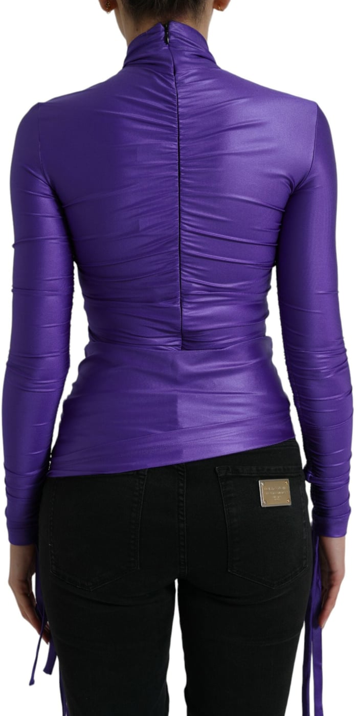 Dolce & Gabbana Purple Nylon Stretch Slim Long Sleeves Top