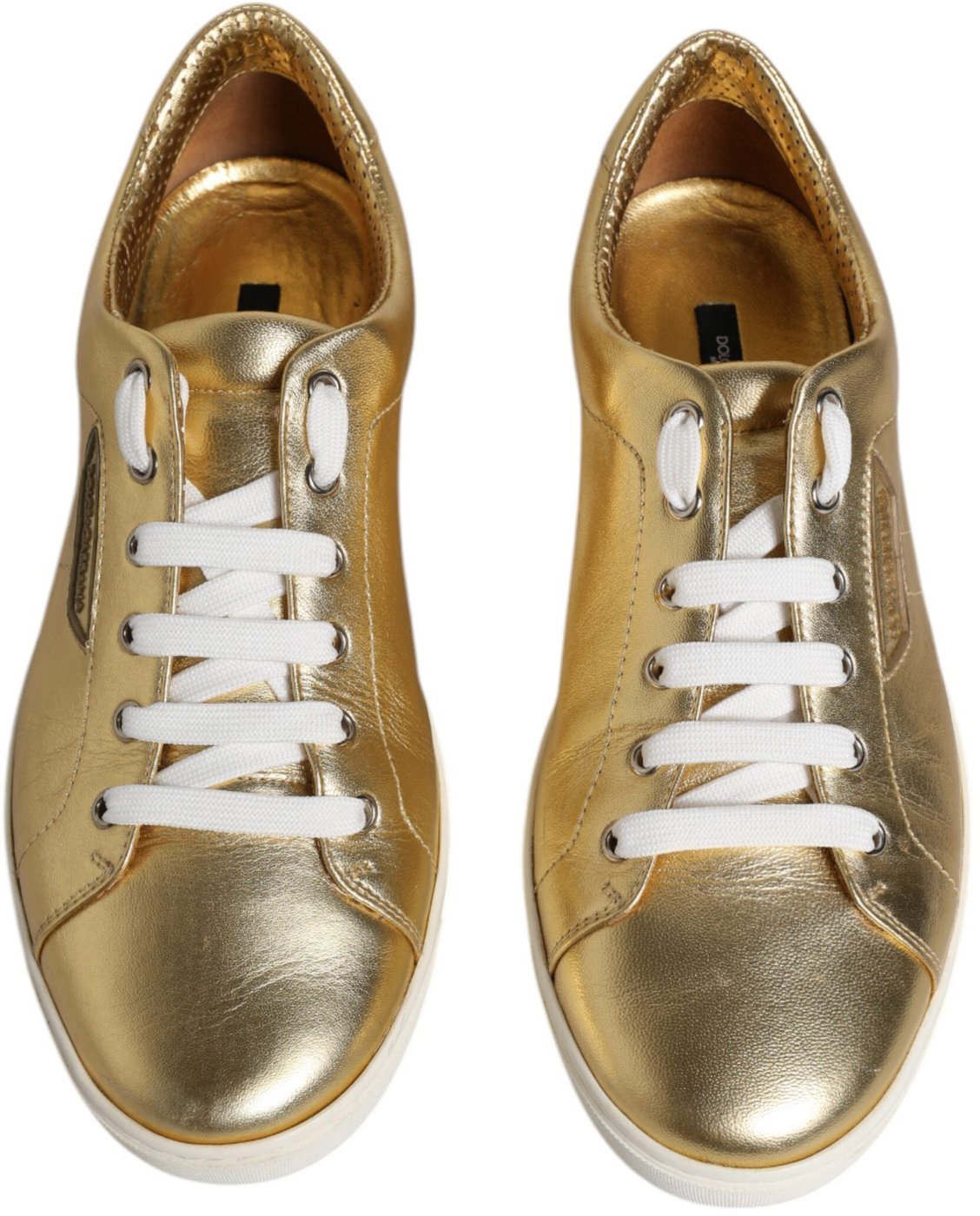 Dolce & Gabbana Gold Leather Logo London Men Sneakers Shoes