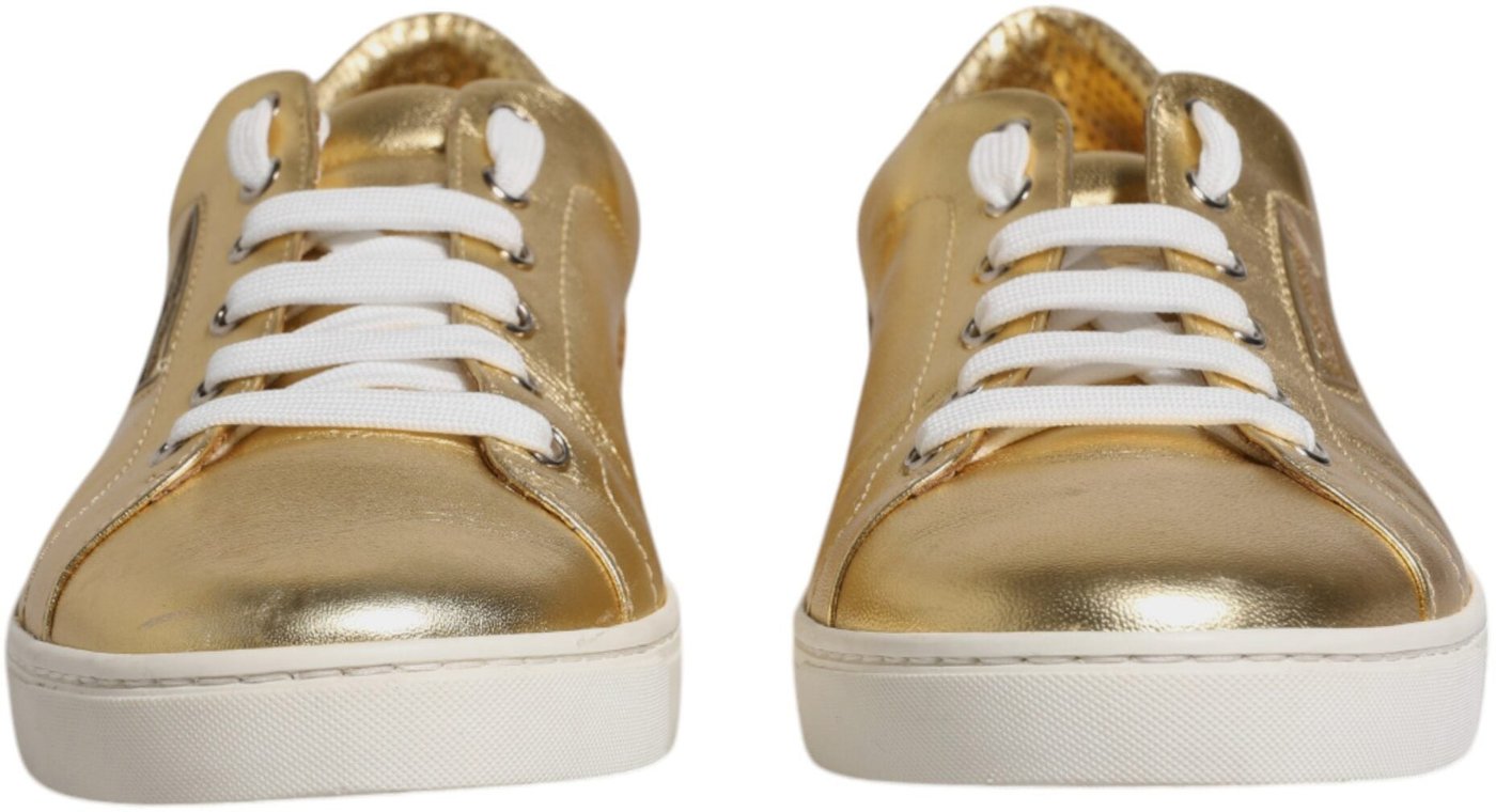 Dolce & Gabbana Gold Leather Logo London Men Sneakers Shoes