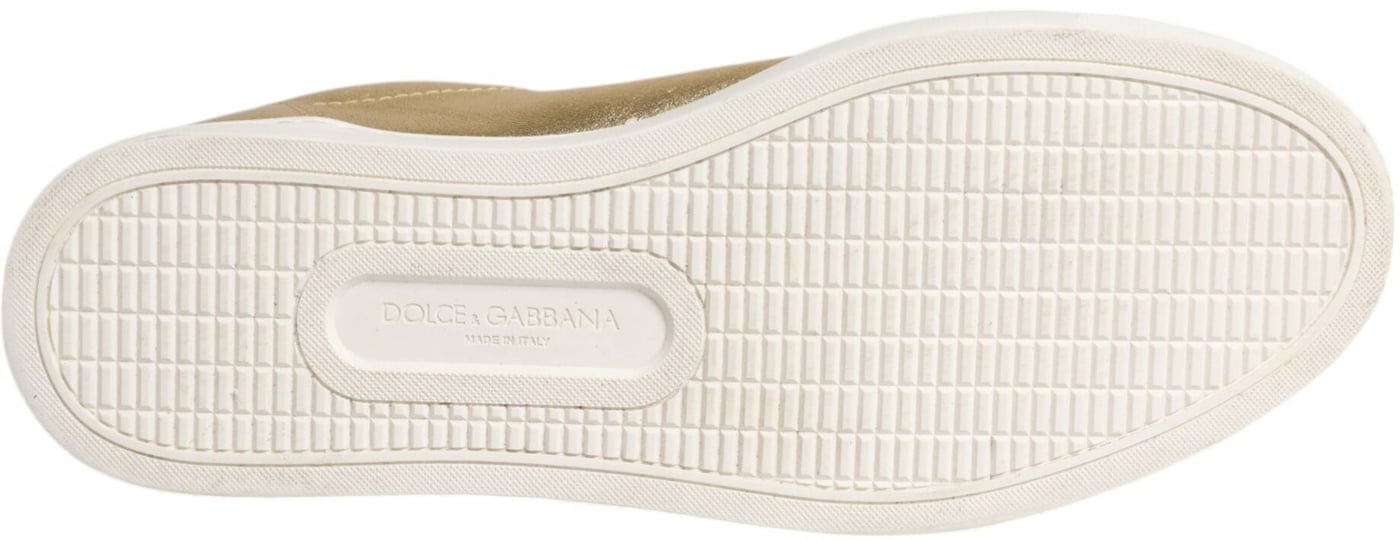Dolce & Gabbana Gold Leather Logo London Men Sneakers Shoes