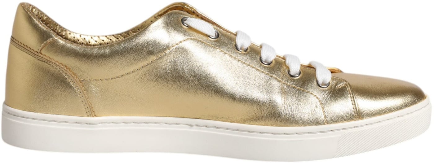 Dolce & Gabbana Gold Leather Logo London Men Sneakers Shoes