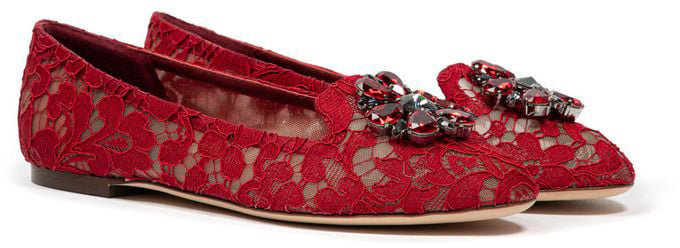 Dolce & Gabbana Red Viscose Ballet Flats