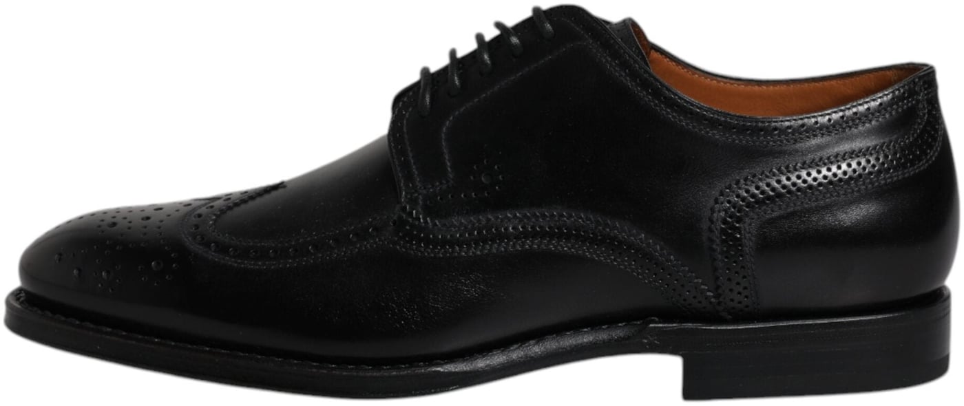 Dolce & Gabbana Black Leather Derby Wingtip Formal Shoes