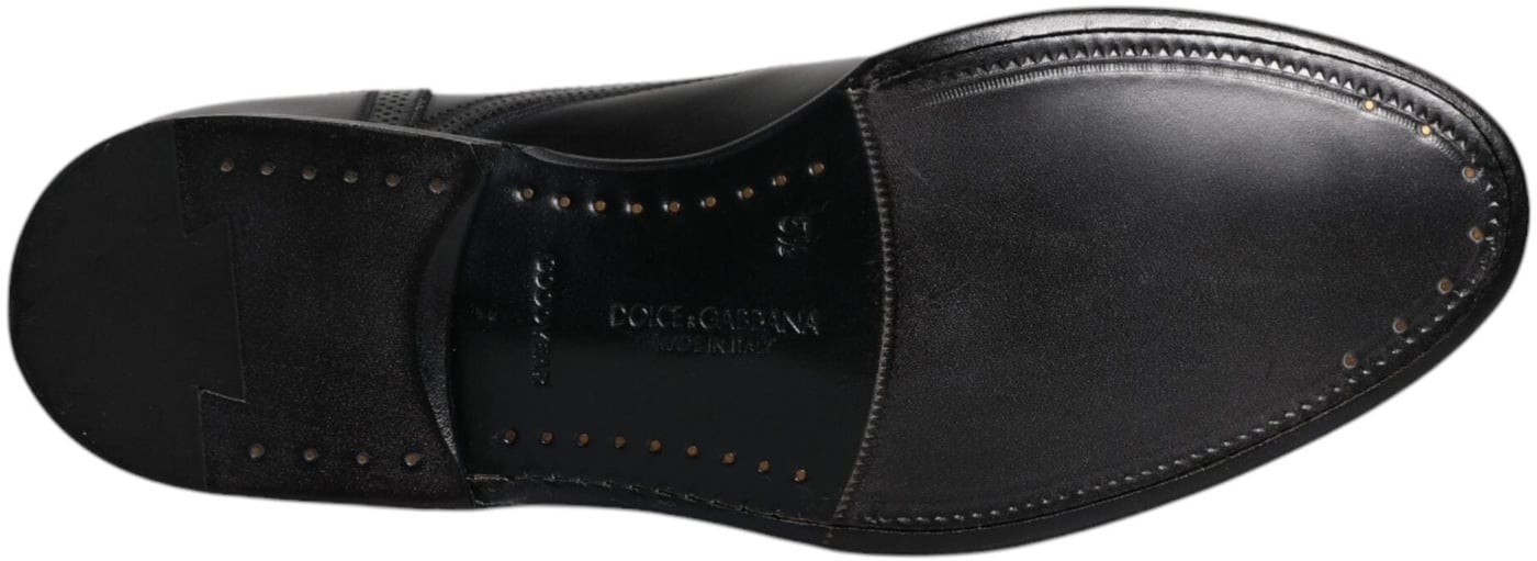 Dolce & Gabbana Black Leather Derby Wingtip Formal Shoes