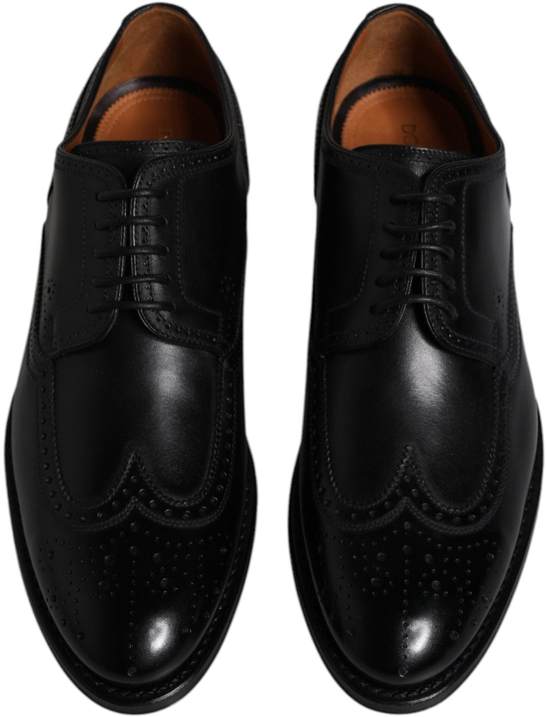 Dolce & Gabbana Black Leather Derby Wingtip Formal Shoes