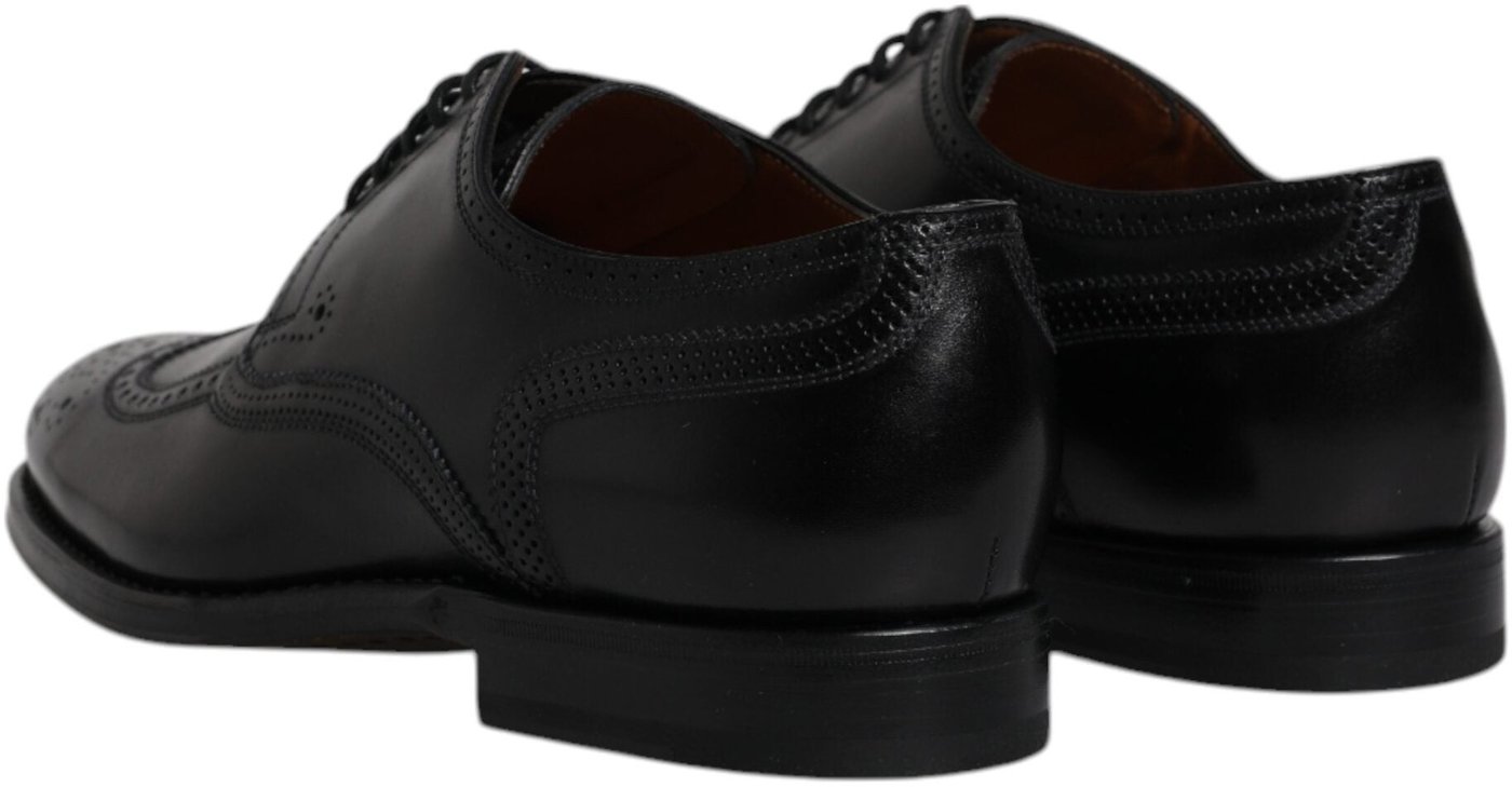 Dolce & Gabbana Black Leather Derby Wingtip Formal Shoes