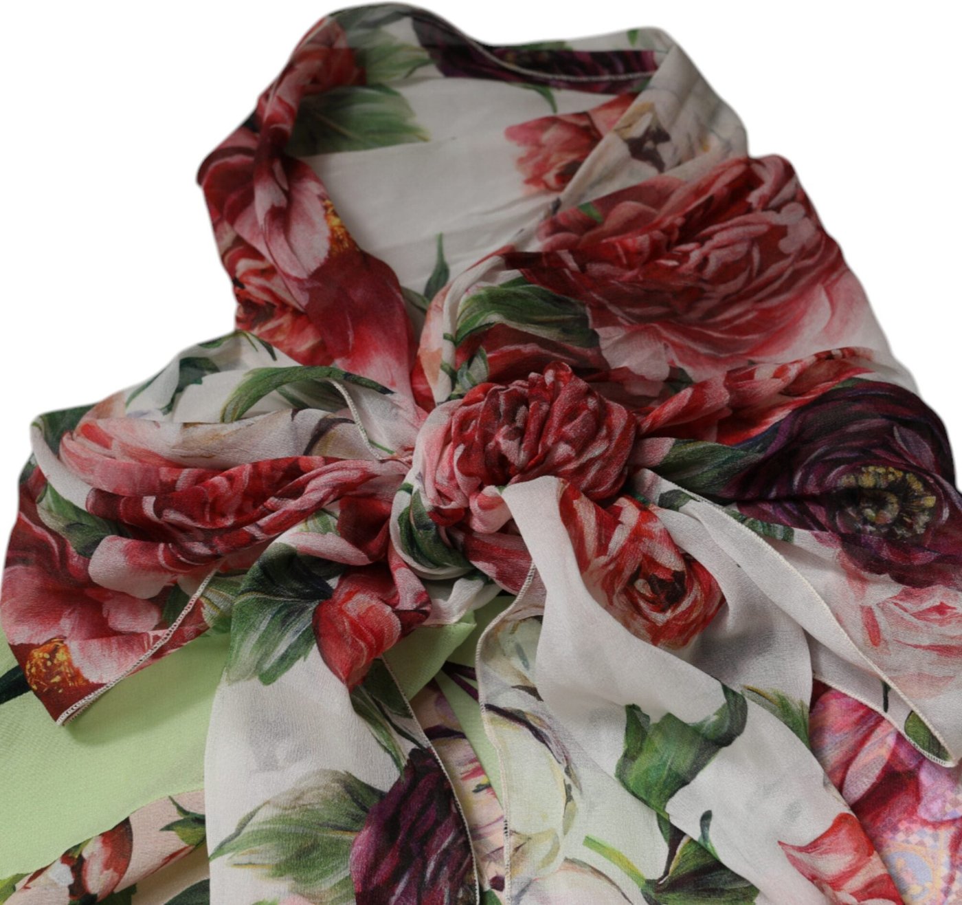 Dolce & Gabbana Multicolor Floral Patchwork Ascot Collar Top