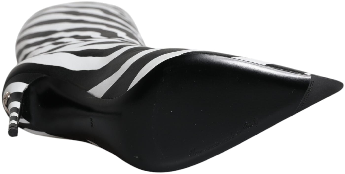 Dolce & Gabbana Black White Zebra Heels High Boots Shoes