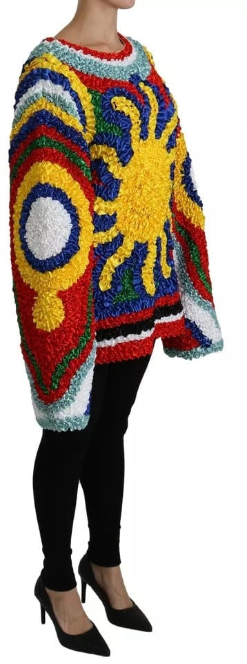 Dolce & Gabbana Multicolor Sun Ruffled Top Blouse Sweater