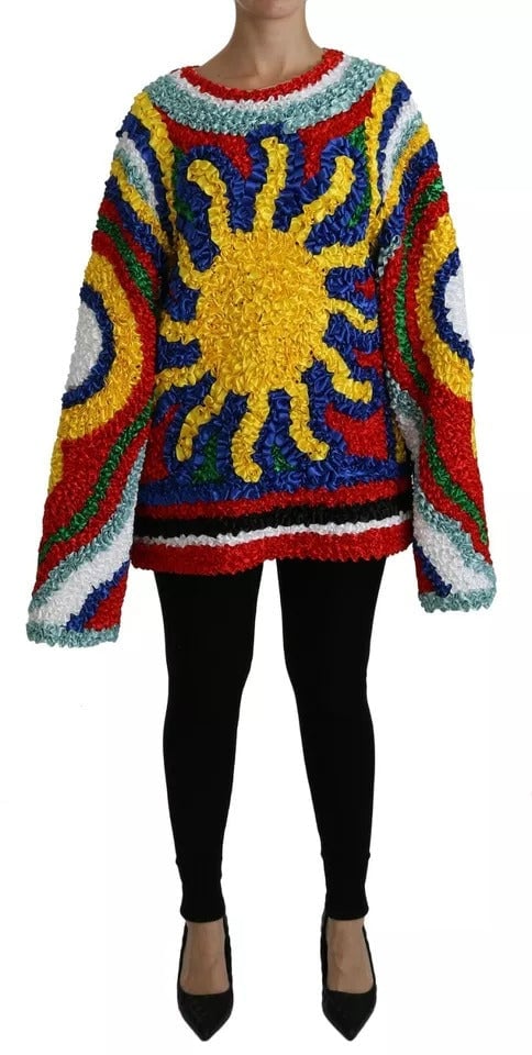 Dolce & Gabbana Multicolor Sun Ruffled Top Blouse Sweater