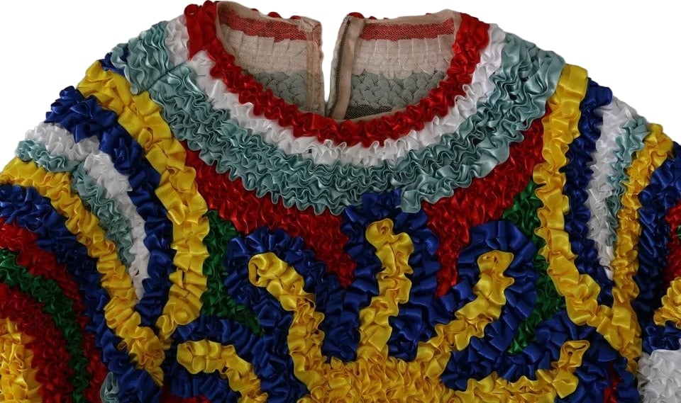 Dolce & Gabbana Multicolor Sun Ruffled Top Blouse Sweater