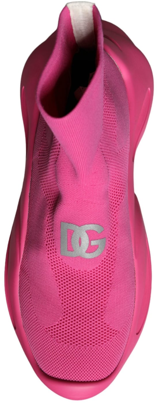 Dolce & Gabbana Pink Logo Print Slip On Socks Sneakers Shoes