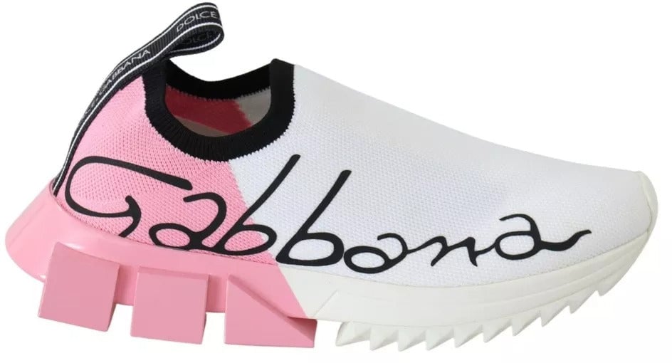 Dolce & Gabbana Pink White Logo Sorrento Sneakers Shoes