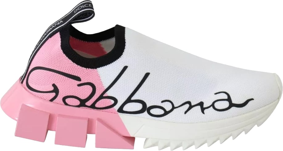 Dolce & Gabbana Pink White Logo Sorrento Sneakers Shoes