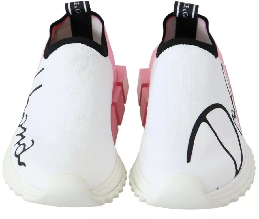 Dolce & Gabbana Pink White Logo Sorrento Sneakers Shoes