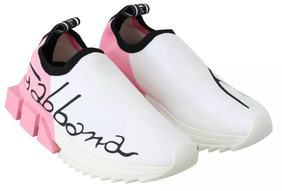 Dolce & Gabbana Pink White Logo Sorrento Sneakers Shoes