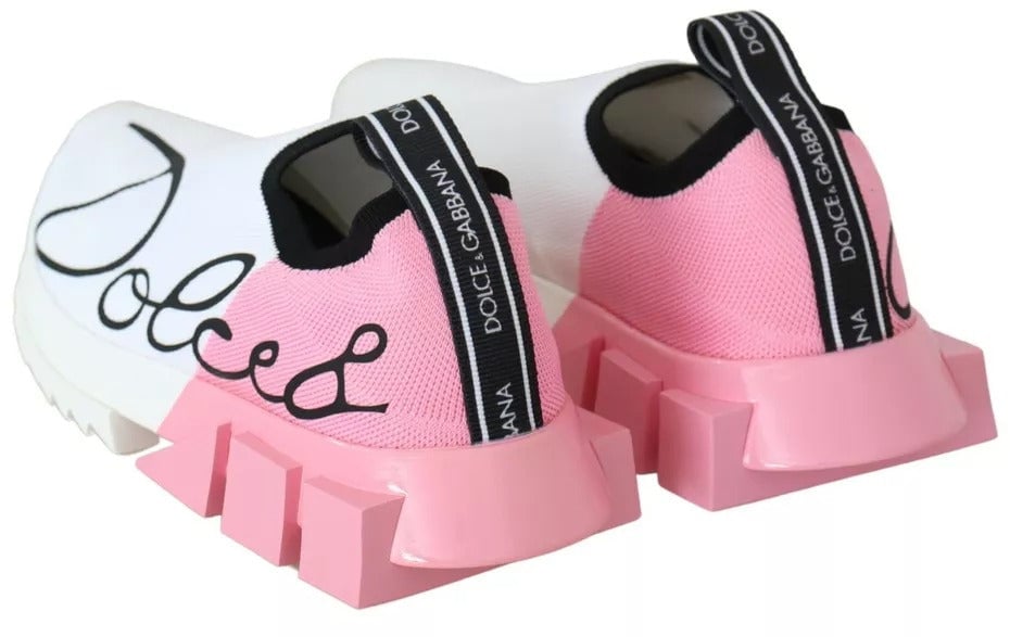 Dolce & Gabbana Pink White Logo Sorrento Sneakers Shoes