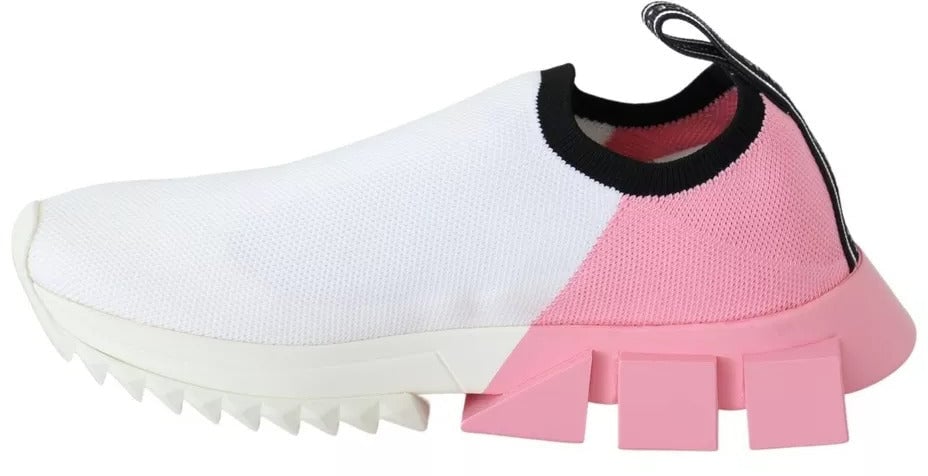 Dolce & Gabbana Pink White Logo Sorrento Sneakers Shoes