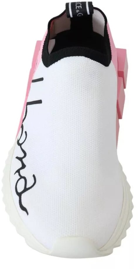 Dolce & Gabbana Pink White Logo Sorrento Sneakers Shoes