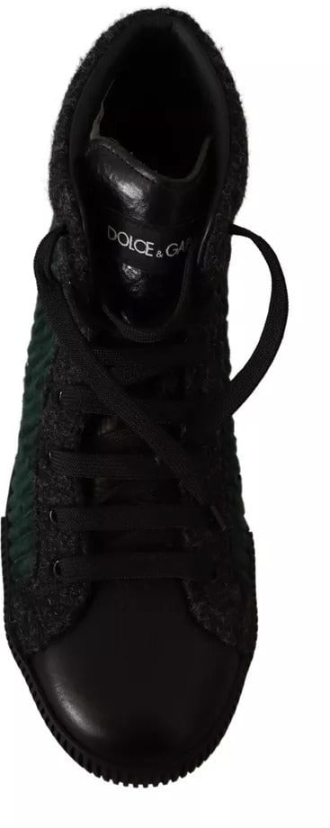 Dolce & Gabbana Green Corduroy High Tops Sneakers Mens Casual Shoes