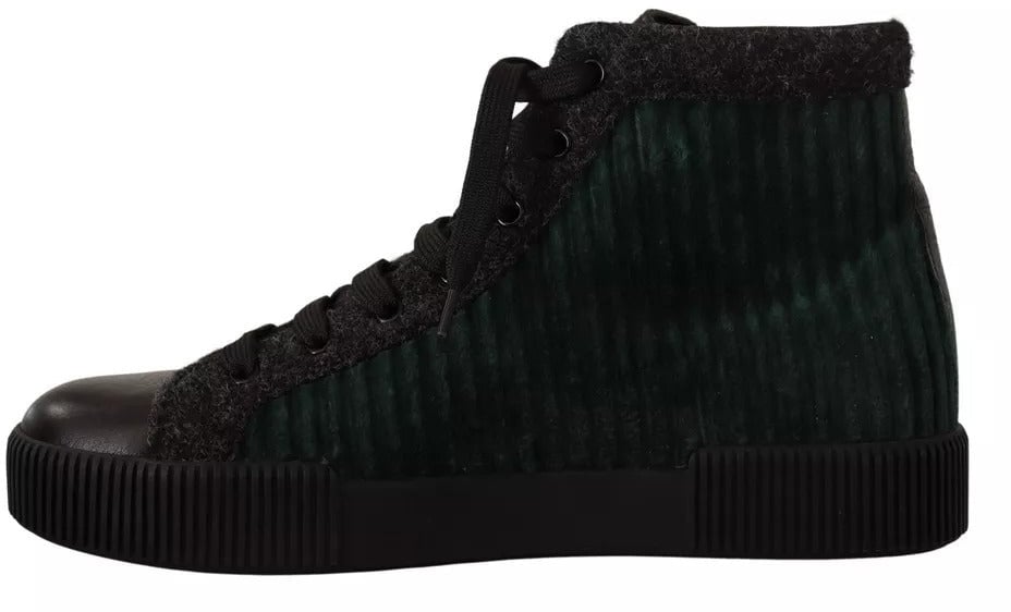 Dolce & Gabbana Green Corduroy High Tops Sneakers Mens Casual Shoes