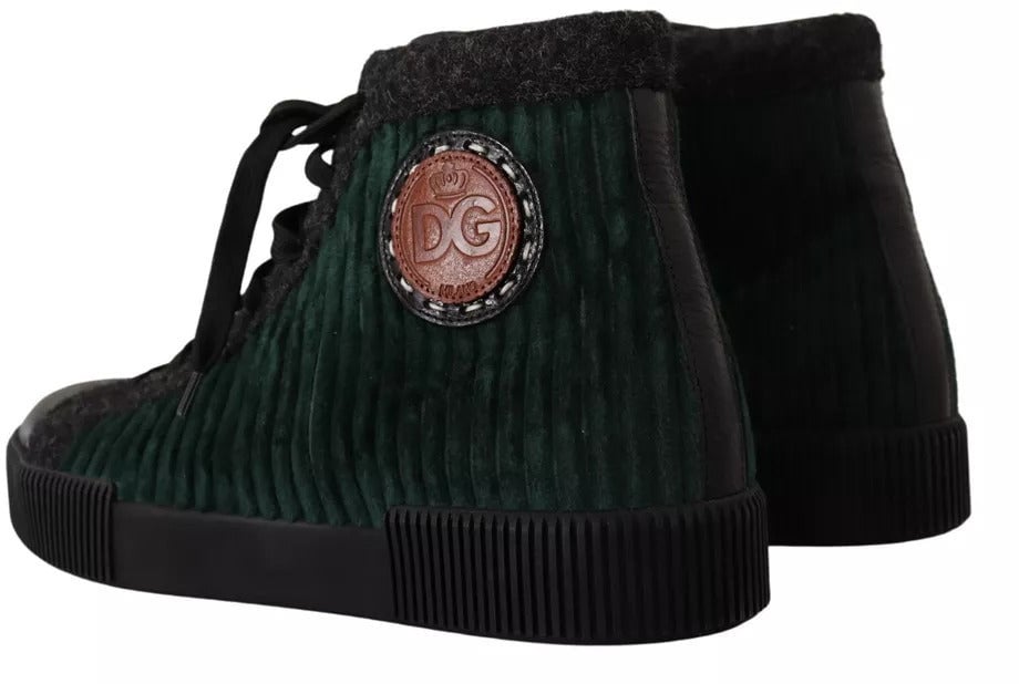 Dolce & Gabbana Green Corduroy High Tops Sneakers Mens Casual Shoes