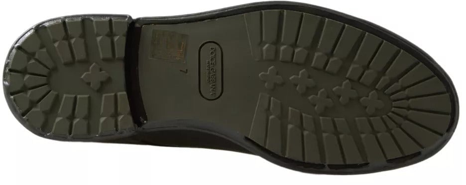 Dolce & Gabbana Green Leather Rubber Sole Dress Shoes
