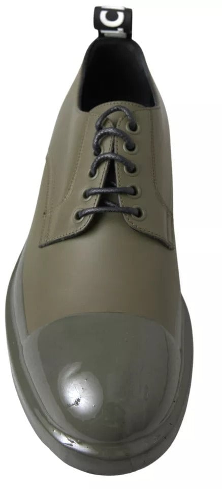Dolce & Gabbana Green Leather Rubber Sole Dress Shoes