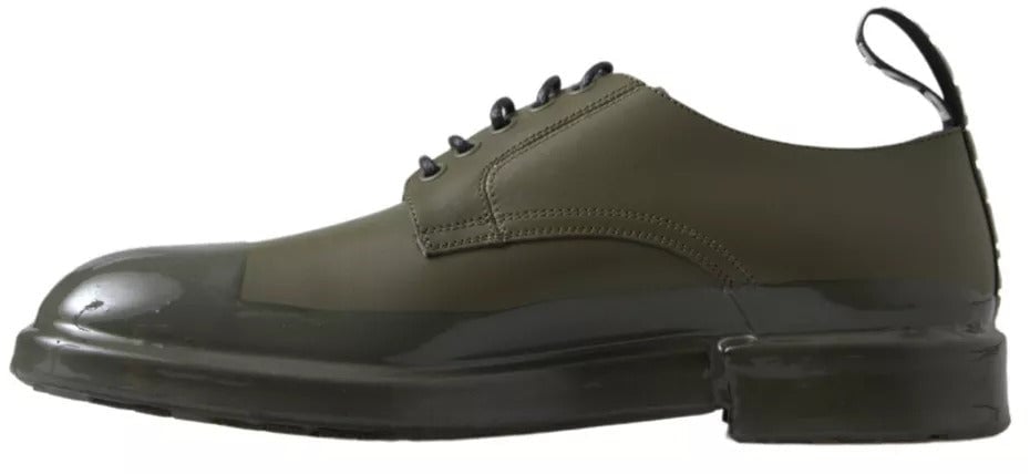 Dolce & Gabbana Green Leather Rubber Sole Dress Shoes
