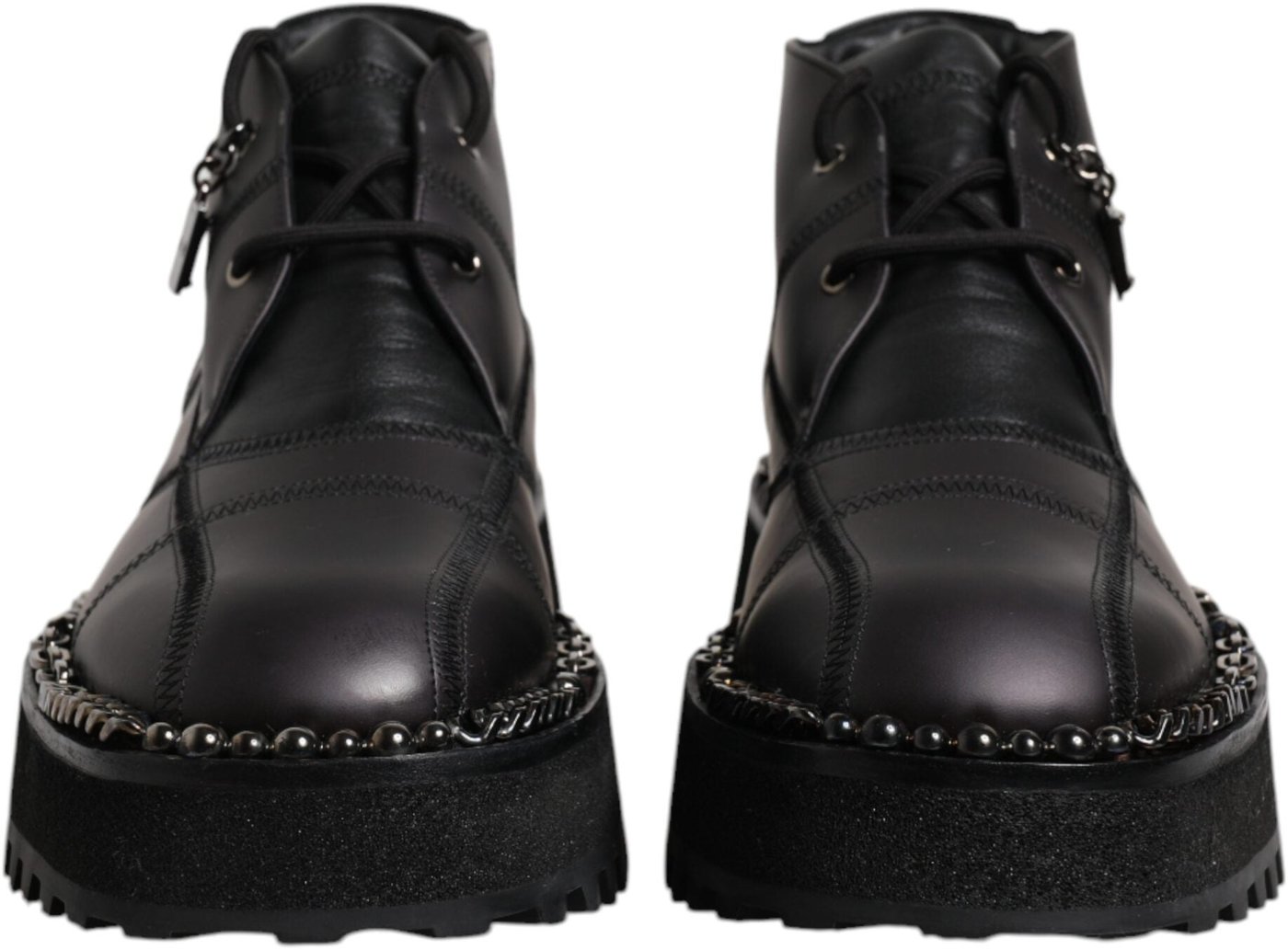 Dolce & Gabbana Black Leather Lace Up Ankle Boots Shoes