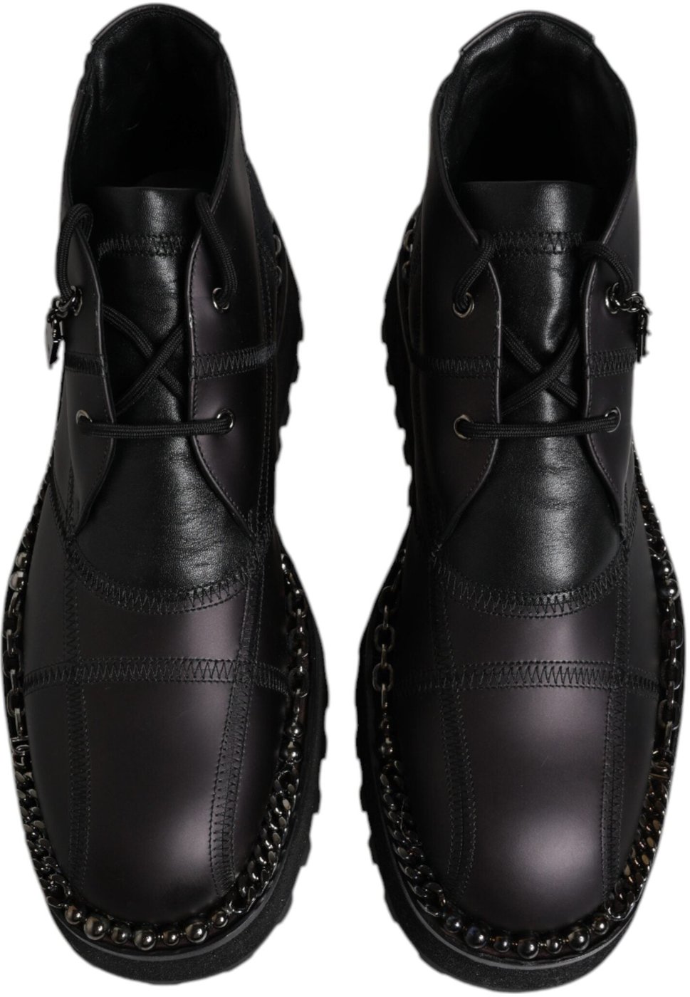 Dolce & Gabbana Black Leather Lace Up Ankle Boots Shoes
