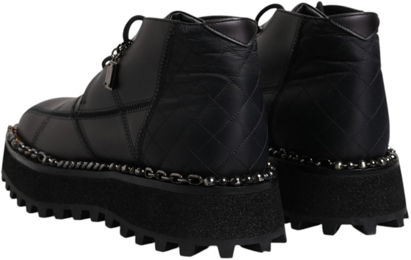 Dolce & Gabbana Black Leather Lace Up Ankle Boots Shoes