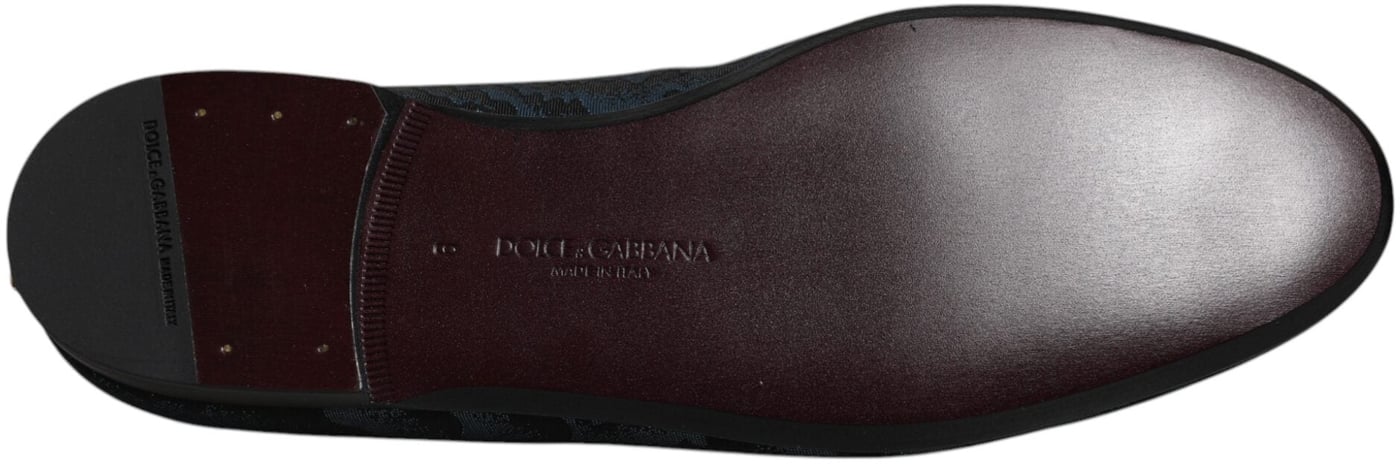 Dolce & Gabbana Blue Black Flats Men Loafers Dress Shoes